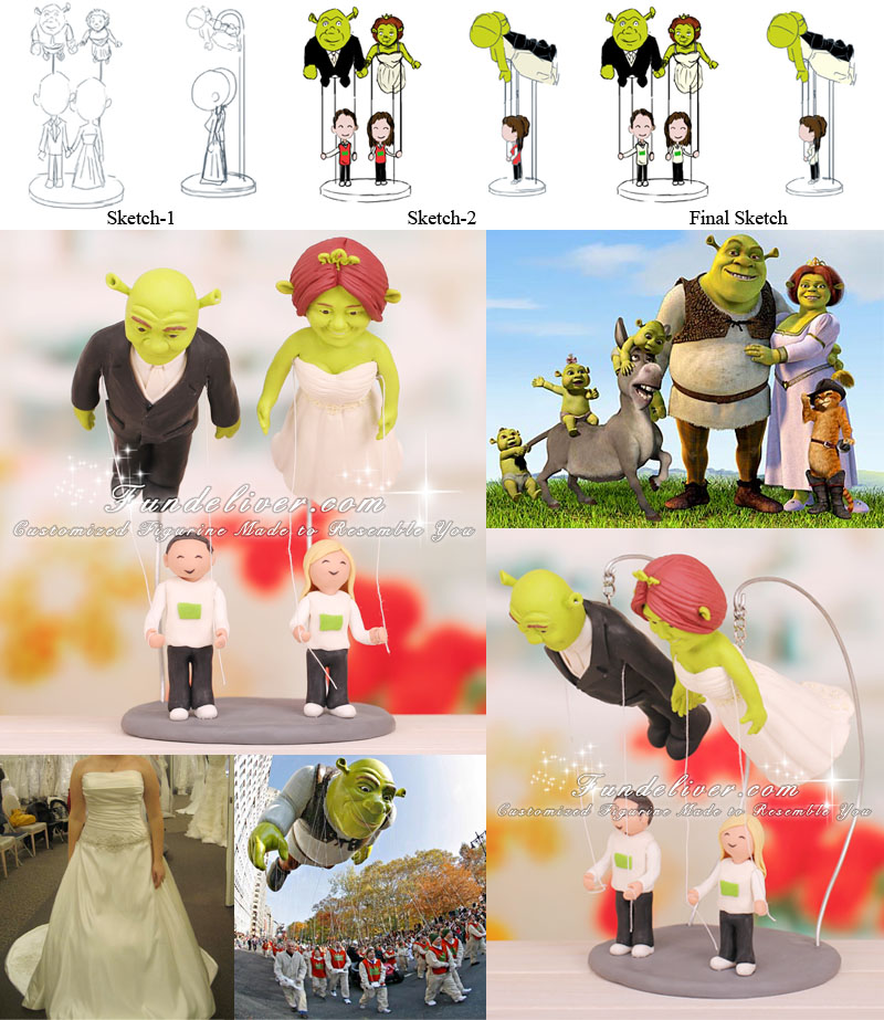 Shrek and Fiona Thanksgiving Day Parade Balloons Wedding Cake Toppers